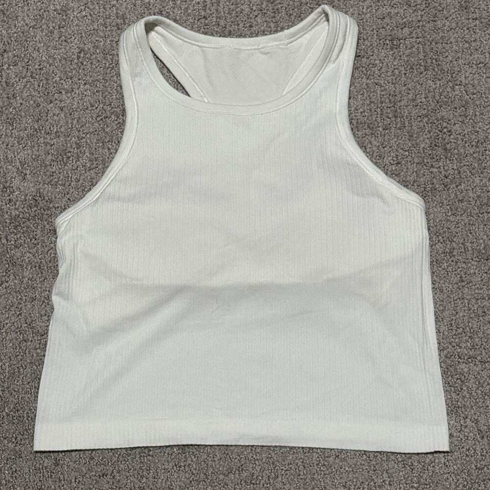lululemon athletica White Ribbed Racerback Tank Top